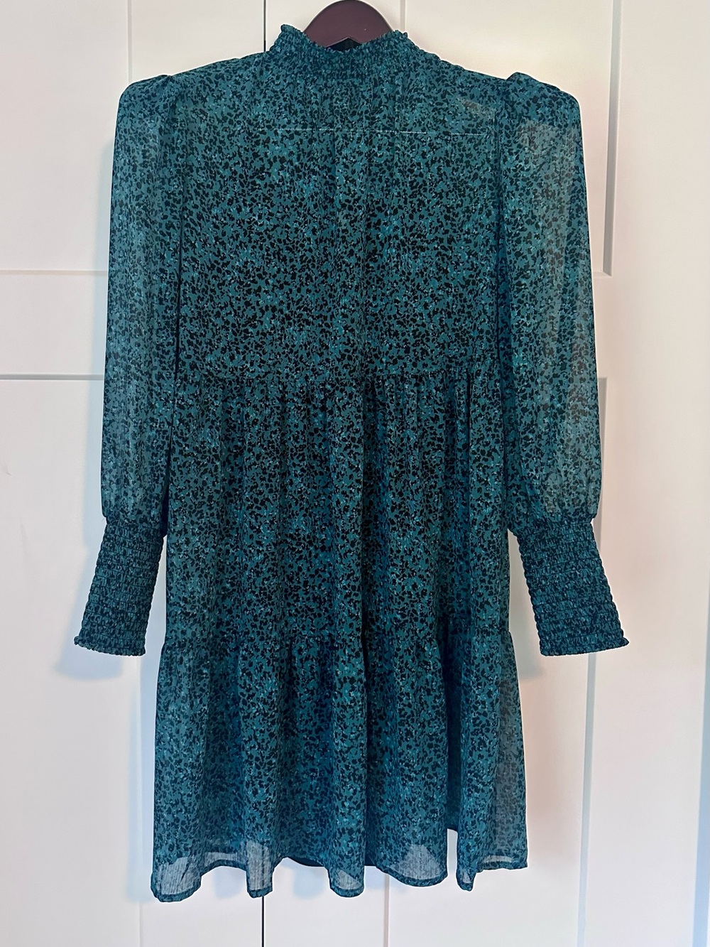 Knox Rose Dark‎ Teal Floral Long Sleeve Tiered Mini Dress